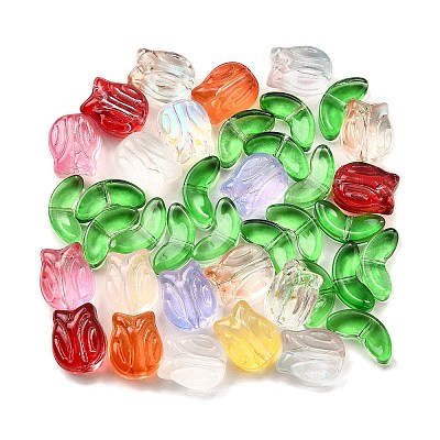 40Pcs 2 Styles Transparent Glass Beads GLAA-FP0001-26-1