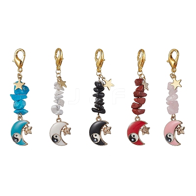 Moon & Star Alloy Enamel Pendants Decoraiton HJEW-JM01636-1