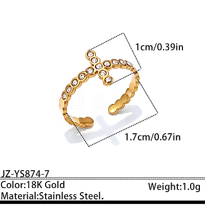 Ocean 304 Stainless Steel Rhinestone Cuff Open Rings WGF30C4-07-1