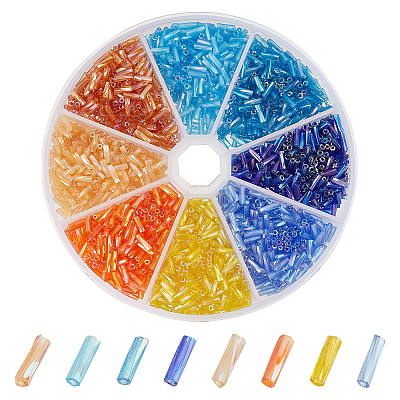 2880Pcs 8 Colors Opaque Colours Glass Twist Bugle Beads EGLA-PH0001-33-1