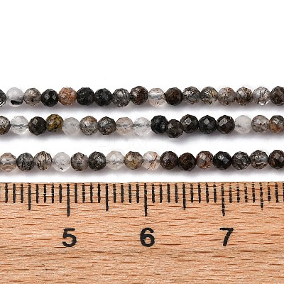 Natural Black Rutilated Quartz Beads Strands G-RM250104-C4-1
