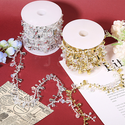 2 Rolls 2 Colors Plastic Diamond Beaded Trim OCOR-CA0001-32-1