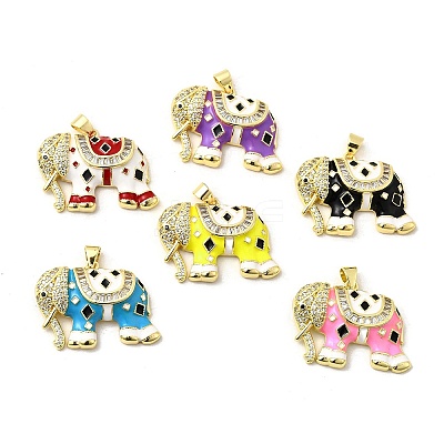 Brass Micro Pave Cubic Zirconia Pendants KK-I378-01G-1