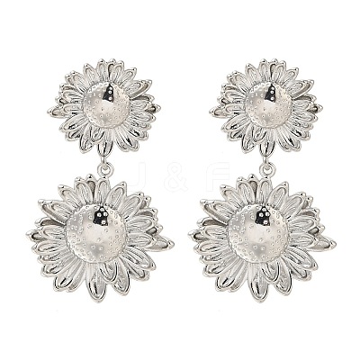 Rack Plating Flower Brass Stud Earrings EJEW-H016-16P-1