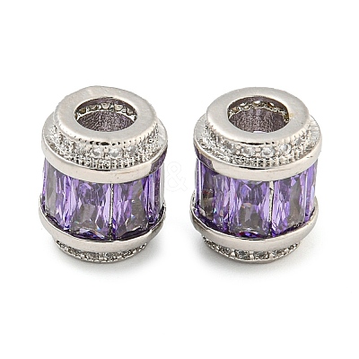 Rack Plating Brass Micro Pave Cubic Zirconia European Beads KK-F089-31P-04-1