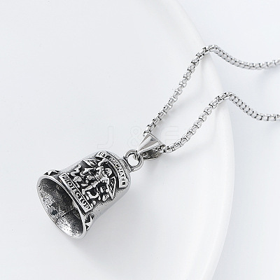Vintage 304 Stainless Steel Archangel Saint Michael Bell Pendant Necklaces for Women DL5649-1