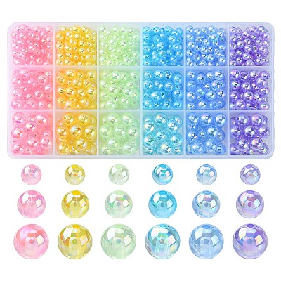 18 Style Transparent Rainbow Iridescent Acrylic Beadss Plated MACR-YW0002-09-1