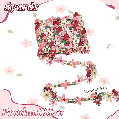 5 Yards Polyester Embroidery Lace Trim OCOR-NB0002-37-1