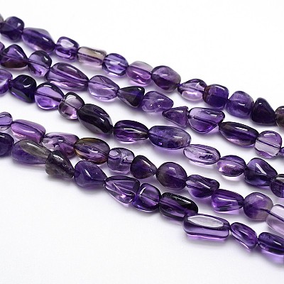 Natural Amethyst Nuggets Bead Strands G-O048-01-1