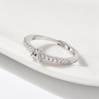 S925 Sterling Silver Adjustable Letter Rings for Women RJEW-M068-01P-A-1