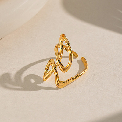 304 Stainless Steel Cuff Open Rings for Women ON6137-1