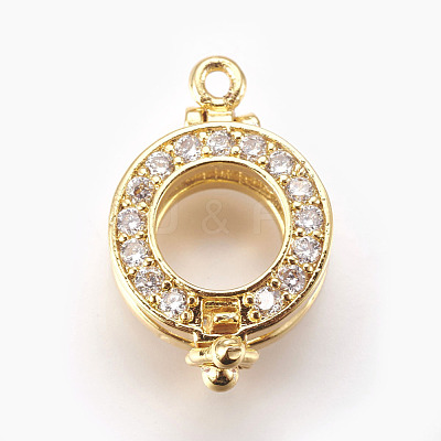 Brass Micro Pave Cubic Zirconia Enhancer Shortener Bails KK-P164-01G-1