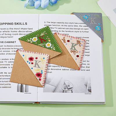 4Pcs 4 Style Felt Embroidery Bookmarks FIND-HY0003-46K-1