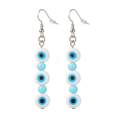 Lampwork Evil Eye & Acrylic Beaded Dangle Earrings EJEW-JE04972-04-1