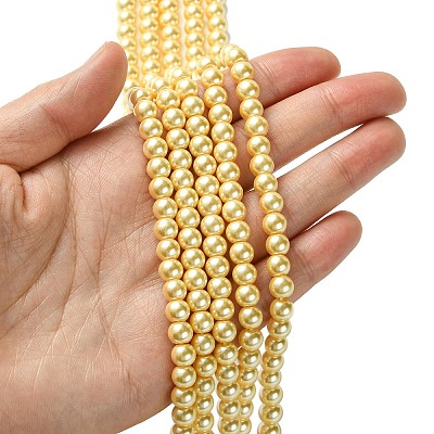 Eco-Friendly Dyed Glass Pearl Beads Strands HY-A008-6mm-RB072-1