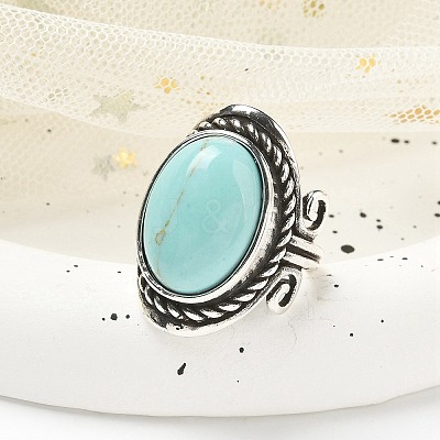 Synthetic Turquoise Adjustable Rings RJEW-I108-01AS-08-1