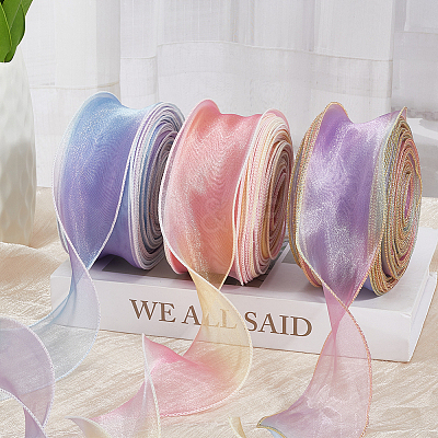 1 Bag Gradient Color Organza Ribbon OHAR-CY0001-01A-1