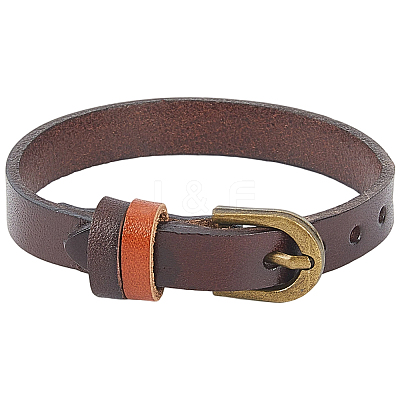 Cattlehide Adjustable Bracelets for Men Women BJEW-WH20001-06C-1
