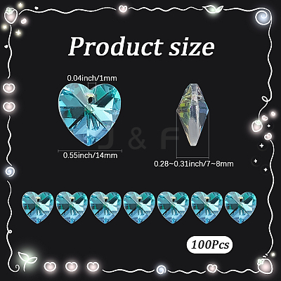 100Pcs Valentine's Day Glass Pendants RGLA-SP0001-67-1