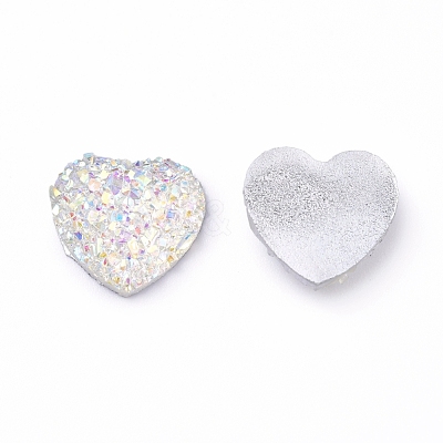 Shining Druzy Resin Cabochons RESI-WH0008-30K-1