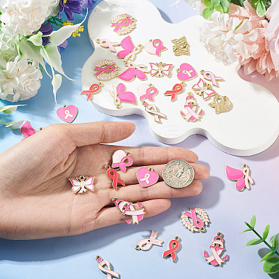 50Pcs 10 Styles Alloy Enamel Pendants ENAM-TA0003-90-1