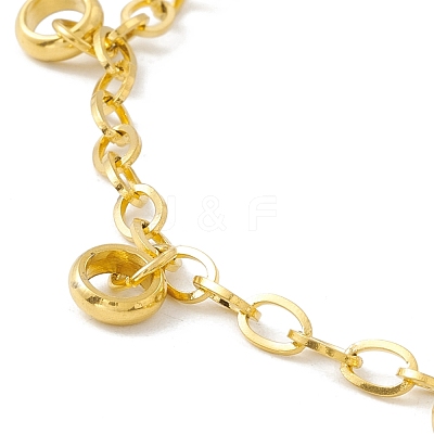 PVD Vacuum Plating 304 Stainless Steel Ring Charms Bracelet with Cable Chains for Women STAS-E001-29G-1