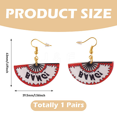 1 Pairs Acrylic Fan Dangle Earrings EJEW-TADJ0001-01-1