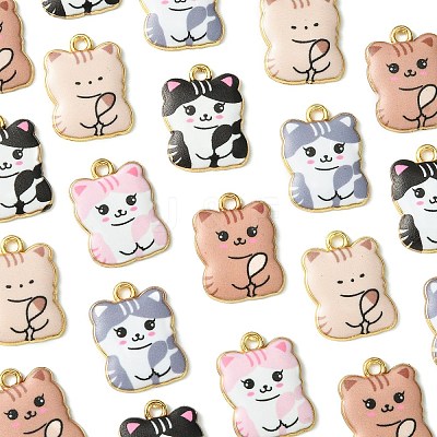 30Pcs 5 Style Printed Alloy Pendants ENAM-CJ0005-51-1
