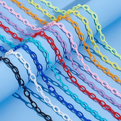 20 Strands 10 Colors Opaque Acrylic Cable Chains SACR-PH0002-11-1