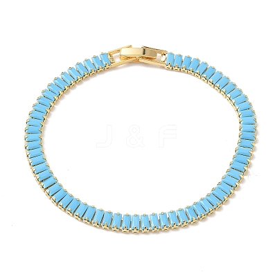 Synthetic Turquoise Tennis Bracelets KK-CBA964F-01G-05-1