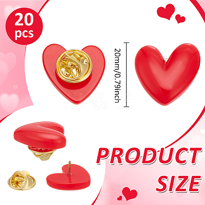 20Pcs Resin Heart Badge for Backpack Clothes HEAR-PH0001-02B-1