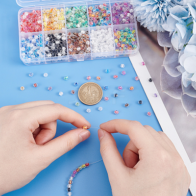 10 Set 10 Colors Transparent Glass Beads GLAA-PH0003-34-1