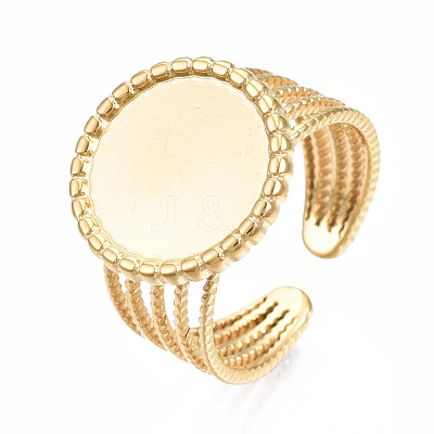 304 Stainless Steel Open Cuff Finger Ring Cabochon Settings STAS-T060-06G-1