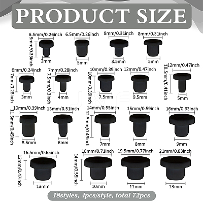 72Pcs 18 Styles Silicone End Caps FIND-FG0004-55B-1