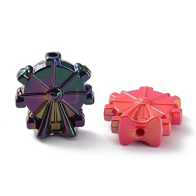 UV Plating Rainbow Iridescent Acrylic Beads OACR-A029-15-1