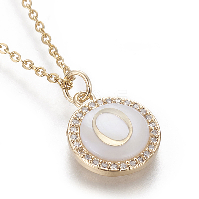 Brass Initial Pendant Necklaces NJEW-I230-24G-O-1