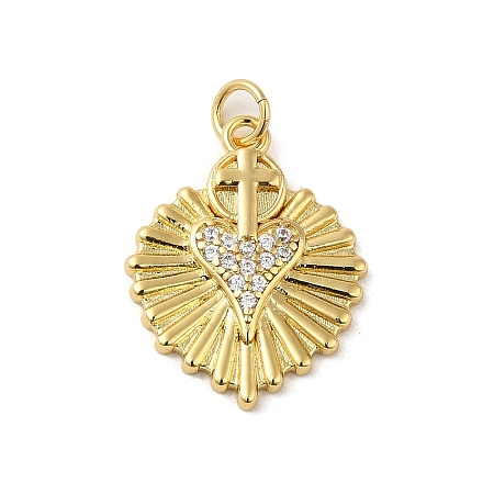 Rack Plating Brass with Cubic Zirconia Pendant KK-Q795-21G-1