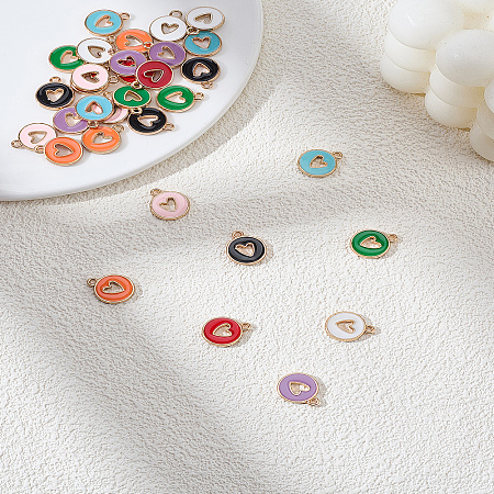 32Pcs 8 Colors Zinc Alloy Enamel Charms ENAM-LP0001-28-1