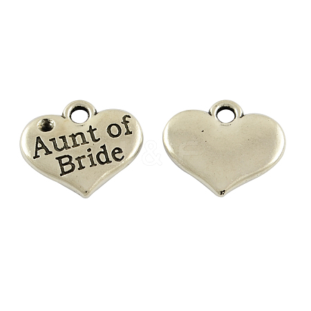 Tibetan Alloy Heart Carved Word Aunt of Bride Wedding Family Charms Rhinestone Settings LS-TIBEP-GC204-AS-NR-1