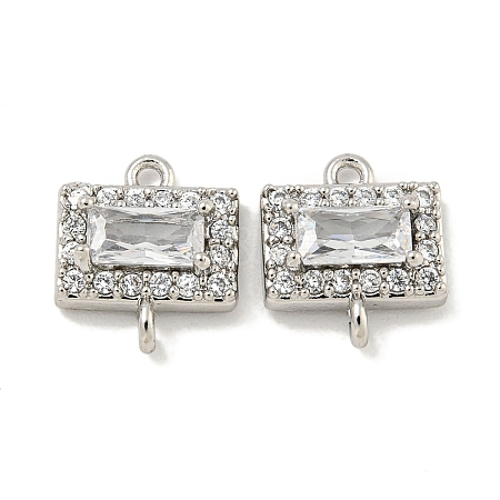 Brass Pave Clear Cubic Zirconia Connector Charms KK-P275-44P-1