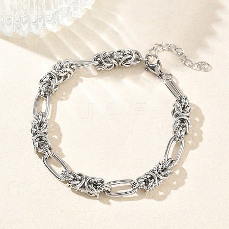Unisex 304 Stainless Steel Byzantine Chains Bracelets BJEW-G790-06P-1