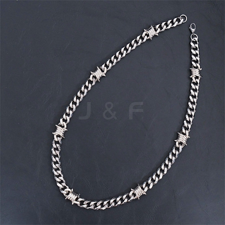 304 Stainless Steel & Zinc Alloy Thorned Cuban Link Chain Necklaces for Men FS-WGE9529-03-1