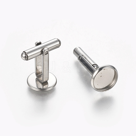 Tarnish Resistant 304 Stainless Steel Cufflinks Settings STAS-E471-03B-P-1