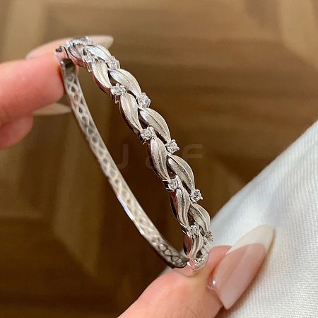 Brass Micro Pave Clear Cubic Zirconia Bangles for Women WGC0524-01-1