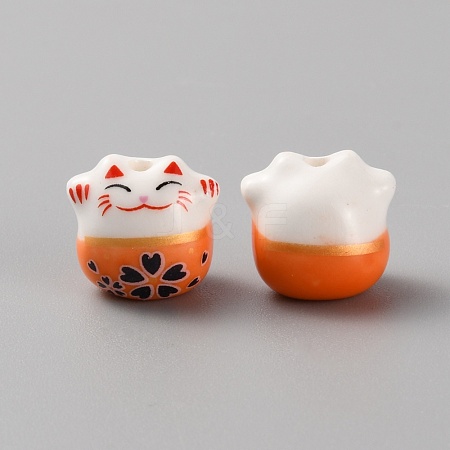 Handmade Porcelain Beads PORC-WH0006-02E-1