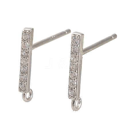 Rhodium Plated 925 Sterling Silver Ear Stud Findings STER-F058-01P-04-1