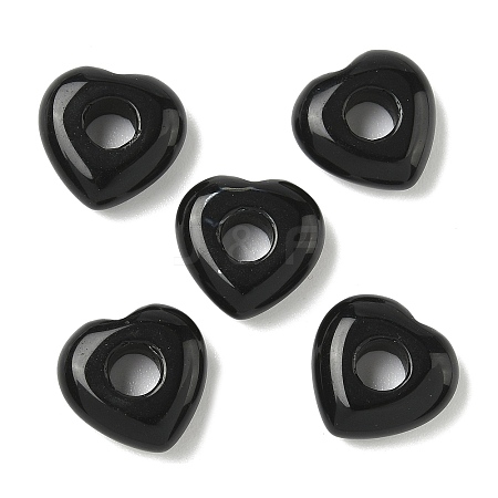 Natural Black Obsidian European Beads G-C252-01A-1