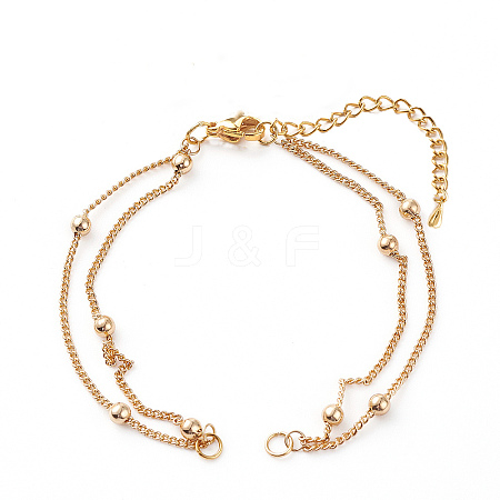 Multi-strand Brass Curb Chain Bracelet Makings X-AJEW-JB00981-1