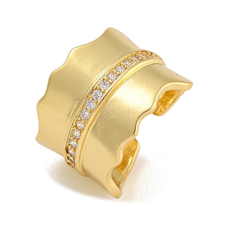 Brass Micro Pave Cubic Zirconia Cuff Rings RJEW-P127-05G-1