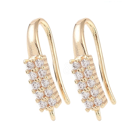 Brass Micro Pave Cubic Zirconia Earring Hooks KK-U008-14G-1